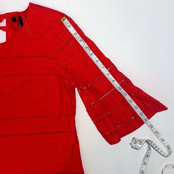 J.Crew Eyelet Flutter Bell Sleeve Shift Mini Dress Coral Orange Red Cotton Sz 4 - Picture 10 of 15